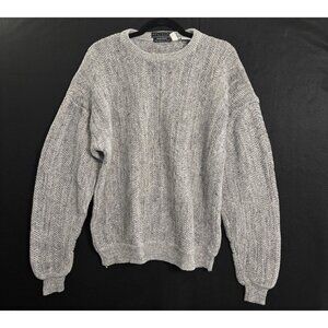 Vtg PENINSULA Men Handloomed Sweater Sz XL Tan Crew Neck Linen Blend Fisherman